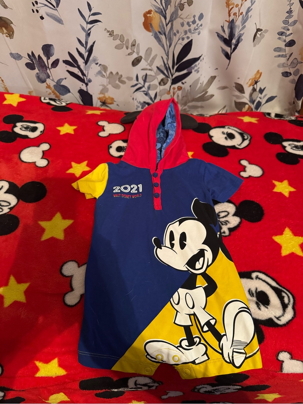 Disney Mickey Mouse Blue & Yellow Hooded Kids Romper C5
